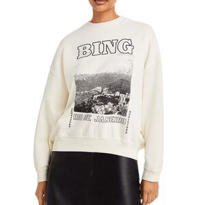 Anine Bing Jaci Sweatshirt Rio de Janeiro cream and black crewneck